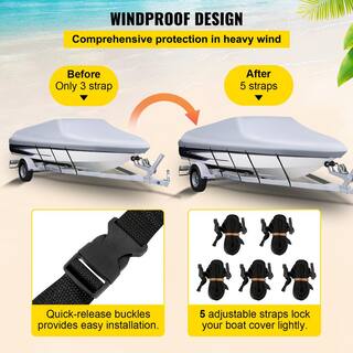 VEVOR 20 ft. to 22 ft. Trailerable Boat Cover V-Hull Boat Cover Waterproof 600D Oxford Fabric for Heavy-Duty storage mooring Y20-22106600D3EBXV0