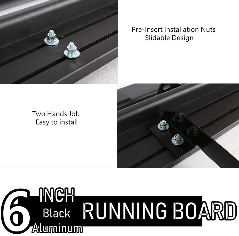 ONINE 6 Inch Black Running Boards Custom Fit 2019-2023 Dodge Ram 1500 New Body Quad Cab Extended Cab Aluminum Matte Black Side Step Nerf bar (Do Not Fit 2019-2023 Ram 1500 Classic)