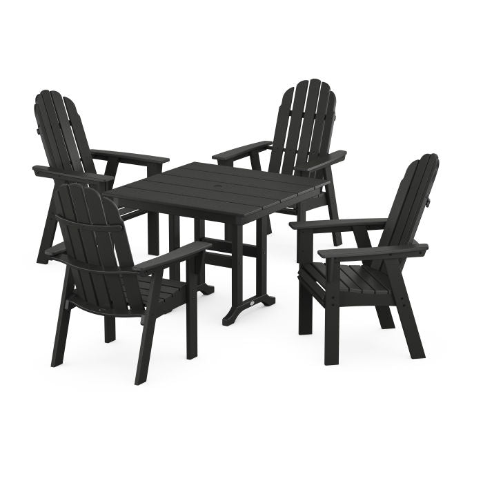 Polywood Vineyard Curveback Adirondack 5-Piece Farmhouse Dining Set PWS1165-1