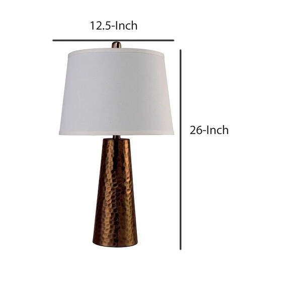 Contemporary Table Lamp with Flared Base and Hammered Pattern， Antique Gold - 26 H x 12.5 W x 12.5L Inches