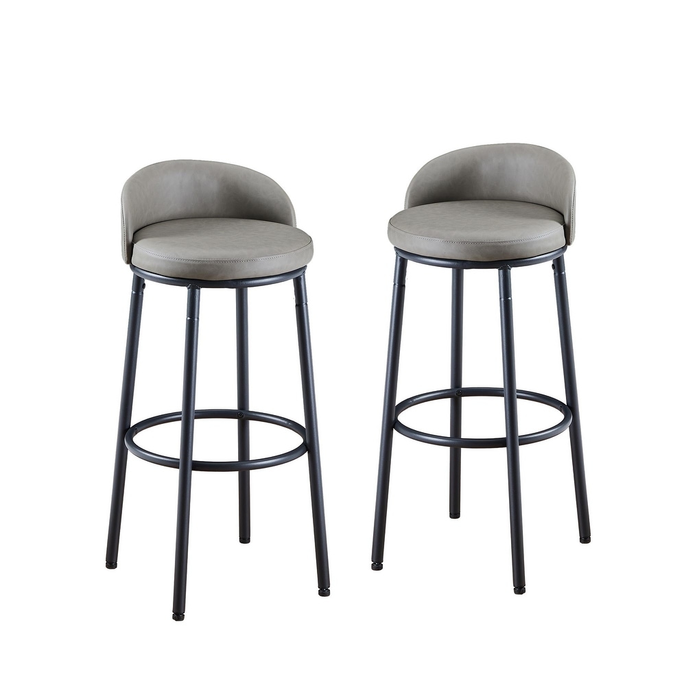 5 Piece Bar Stools with Back and Footrest for Dining Room Grey   Black