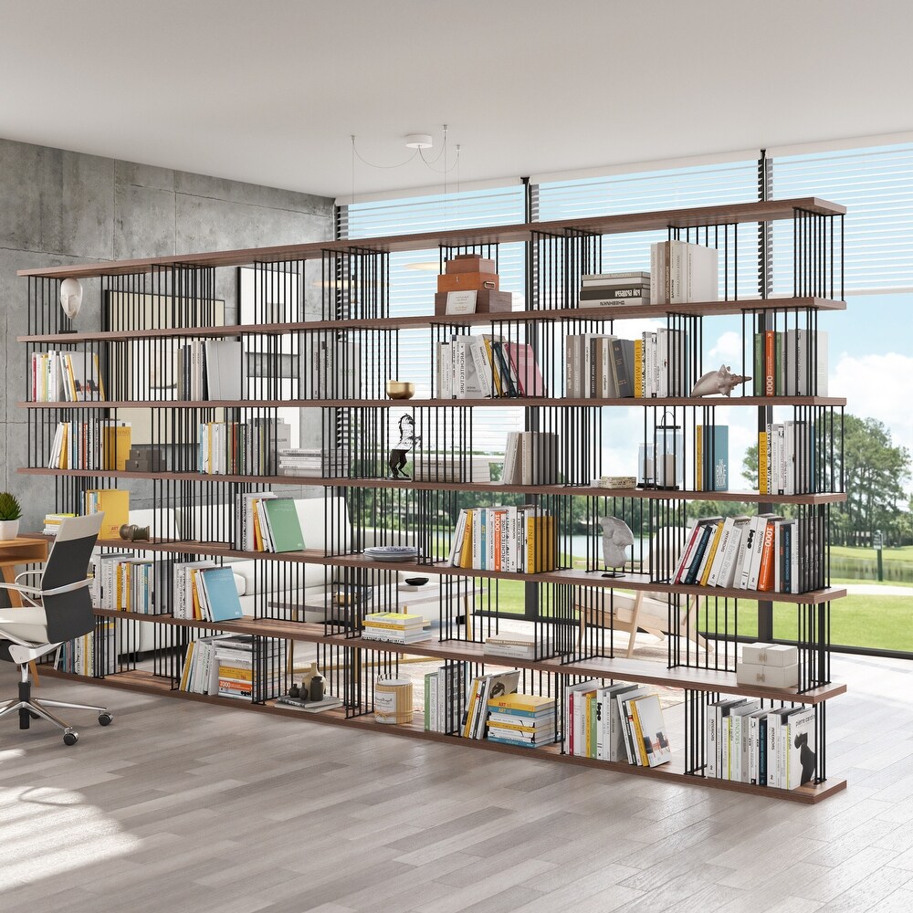 EVE Modern lron Display and Storage Oraanizer Room Divider Bookshelves   189*86.2*11.8 inches