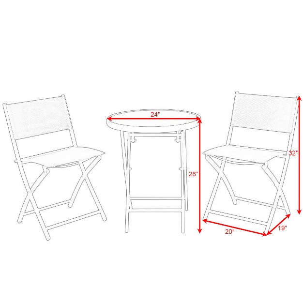 Costway 3 Pcs Folding Bistro Table Chairs Set Garden Backyard Patio Furniture Black