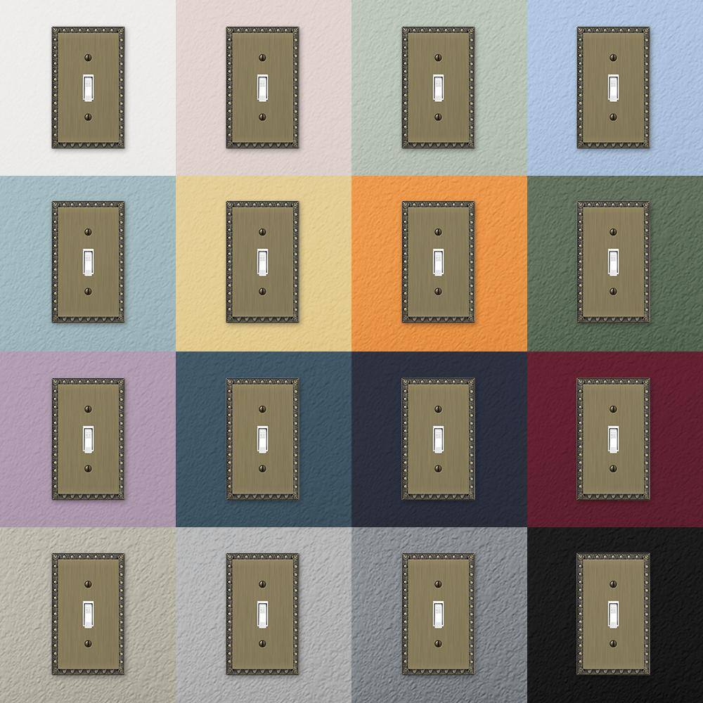 AMERELLE Antiquity 2 Gang 1-Toggle and 1-Rocker Metal Wall Plate - Brushed Brass 90TRBB