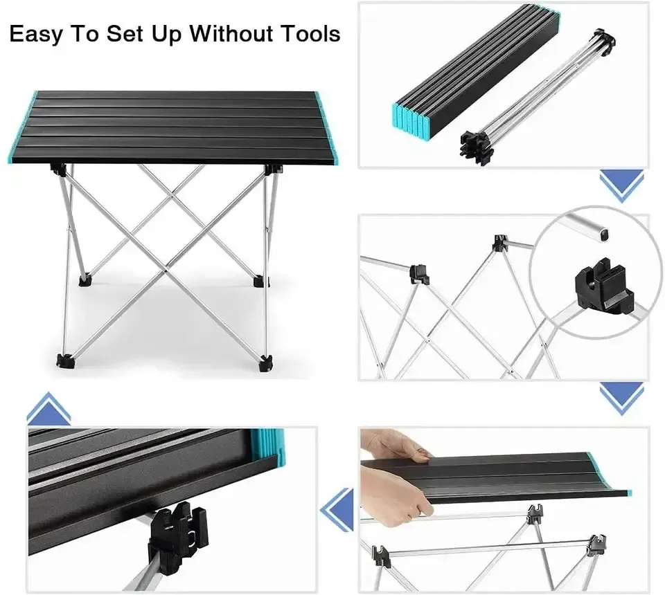 Factory Wholesale Portable Picnic Aluminum Table Foldable Camping Picnic Table For 3 4 Person