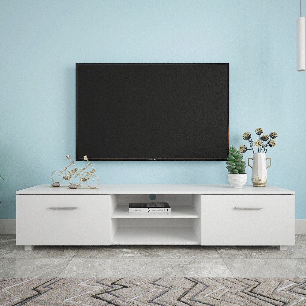 TV Stand for 70 Inch TV Stands Media Console Entertainment Center Television Table 2 Storage Cabinet