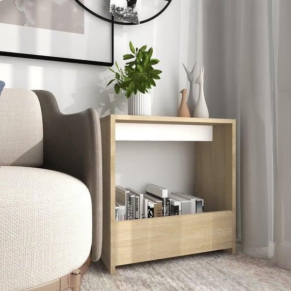 vidaXL Side Table White and Sonoma Oak 20