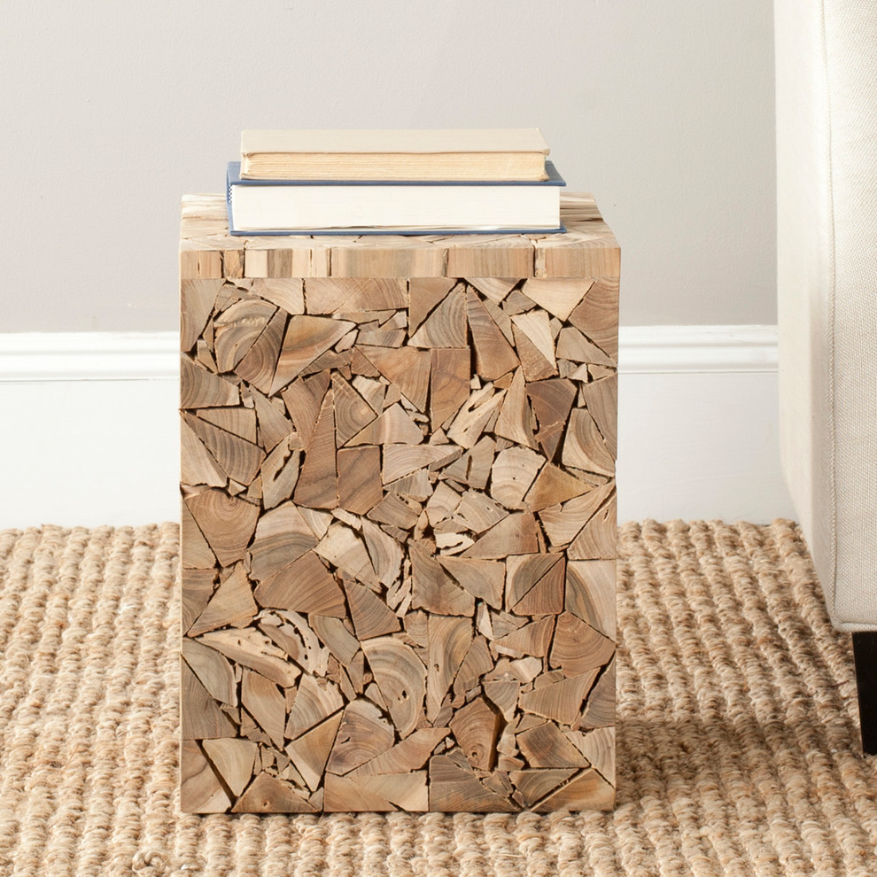 Safavieh Forbes Teak Square Stool   Rustic   Side Tables And End Tables   by Safavieh  Houzz