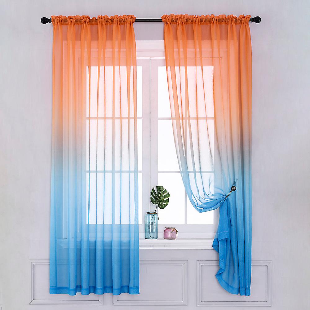 Faux Linen Ombre Sheer Curtains Voile Semi Sheer Curtains For Bedroom Living Room Set Of 2 Curtain Panels52*96in  Spray Style