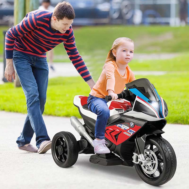 12V Licensed BMW Kids Ride on Motorcycle 3 Wheel Battery Powered Electric Riding Toy Trike with Light & Music