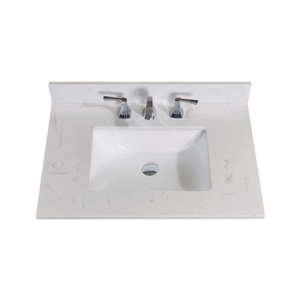 Altair 31 in W Engineered Stone Single Basin Vanity Top in Jazz White with White Basin