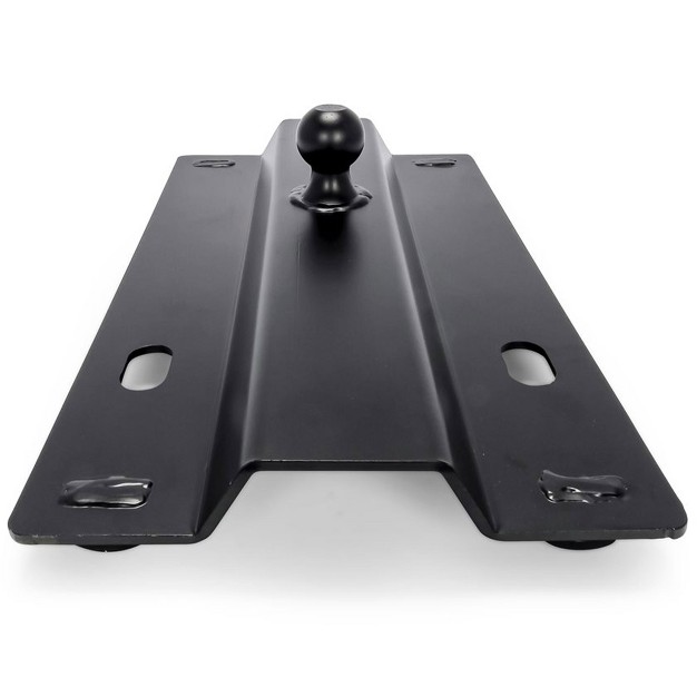 Camco Eazlift Universal Fit Gooseneck Ball Plate Towing Accessory For In bed Fifth Wheel Rails With Offset Hitch Ball And 30 000 Pound Max Rating