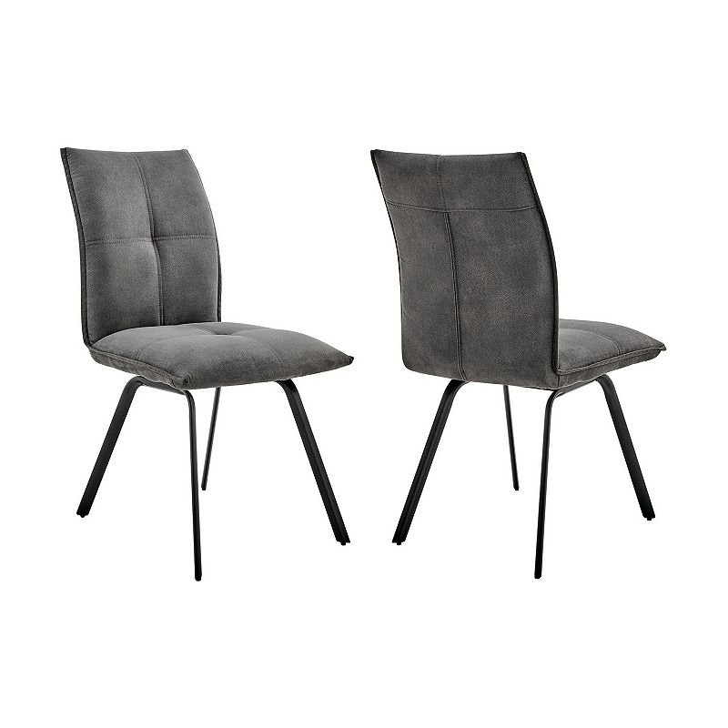 Dining Chair with Welt Trim Stitching， Set of 2， Gray and Black