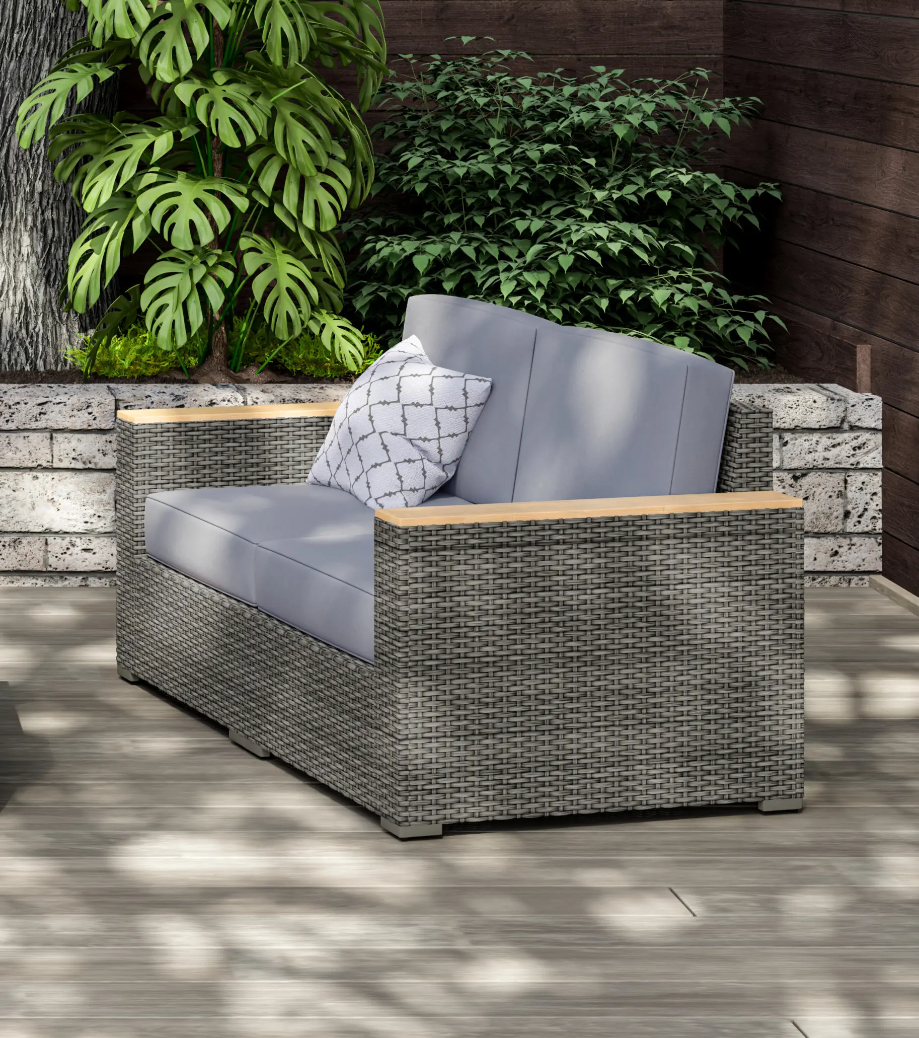 Boca Raton Gray Outdoor Loveseat