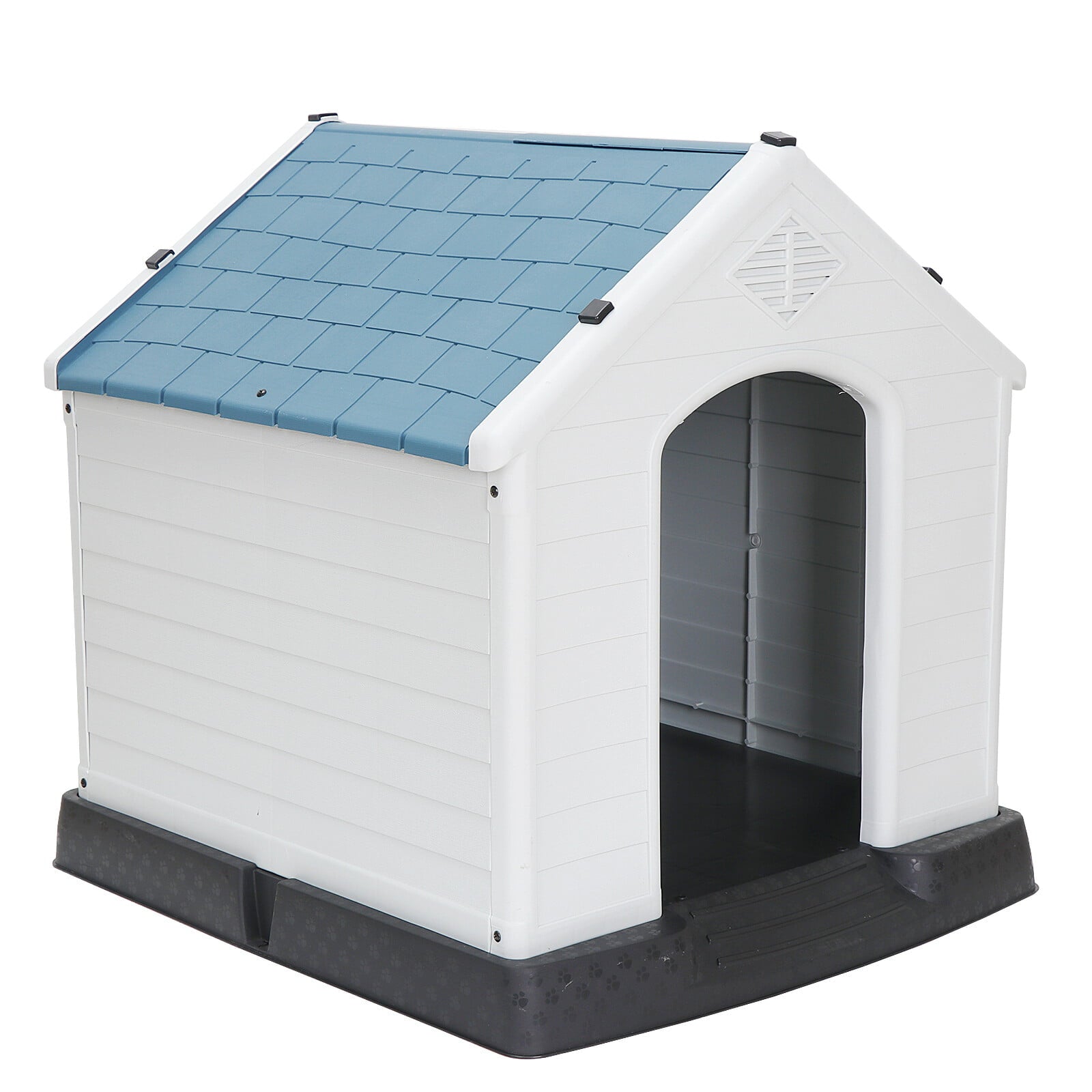 ZENY Large Dog House Indoor Outdoor Plastic Pet House Waterproof Kennel， White