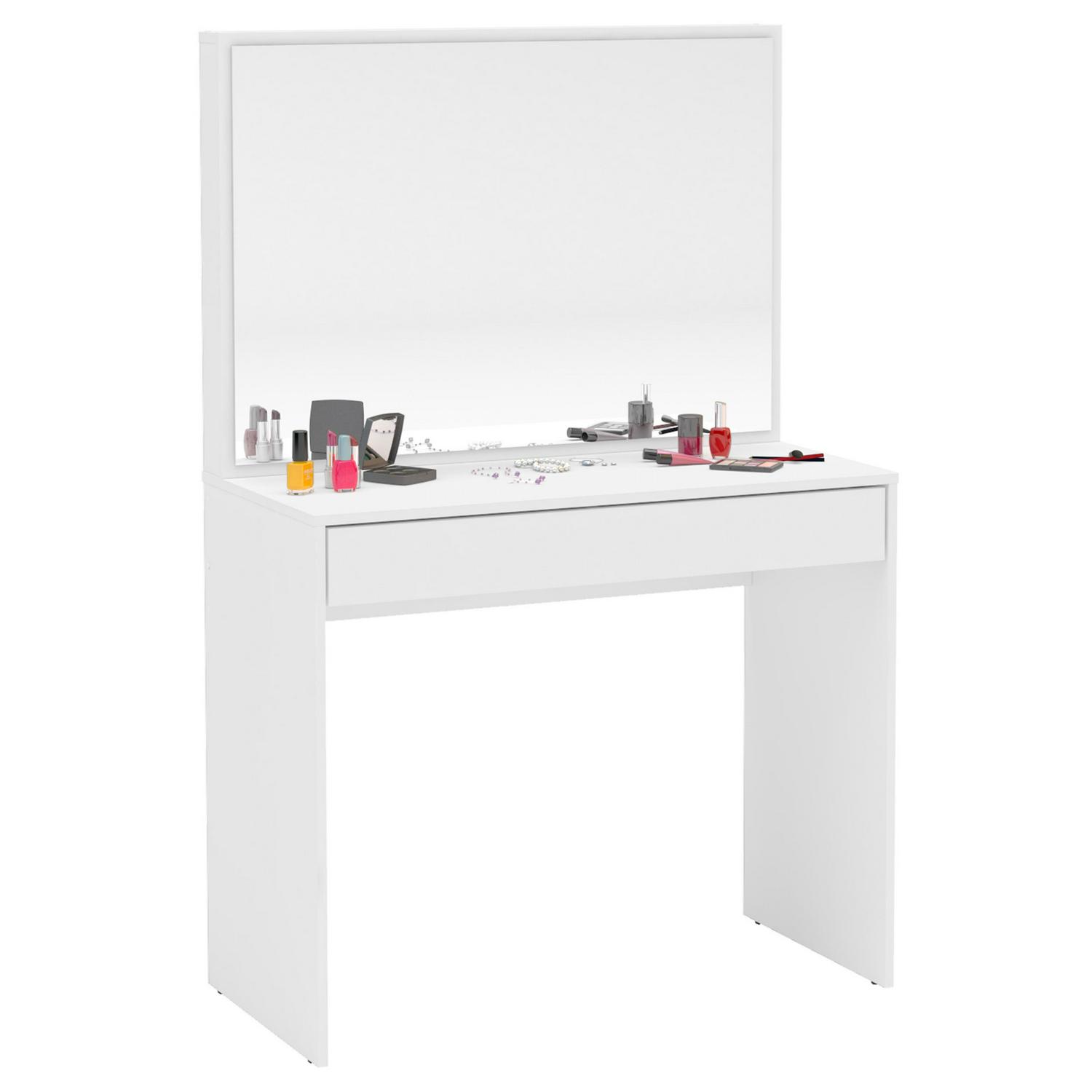 Polifurniture Virginia Modern Vanity Desk， White Finish