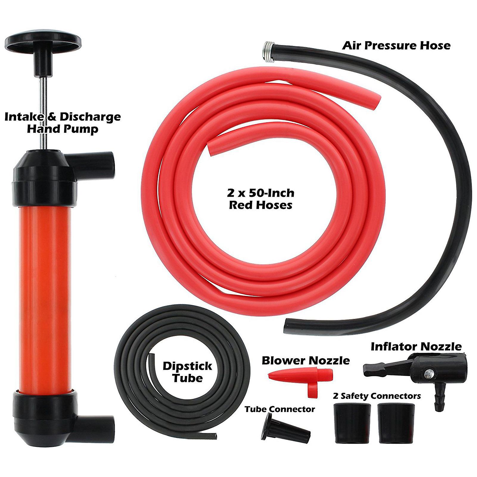 Multi-use Car Fuel Transfer Siphoning Pump Kit With Intake and Discharge Hand Pump For Gas Oil And Liquids