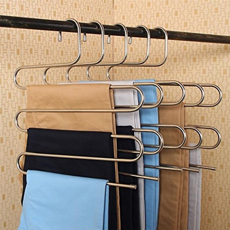 Home 5 Layers S Shape Multifunctional Clothes Hangers Pants Storage Hangers Cloth Rack Multilayer Storage Cloth Hanger