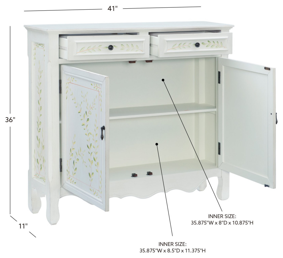 Console Table  2 Drawers  ampCabinet With Decorative Bottom   Transitional   Console Tables   by Decor Love  Houzz