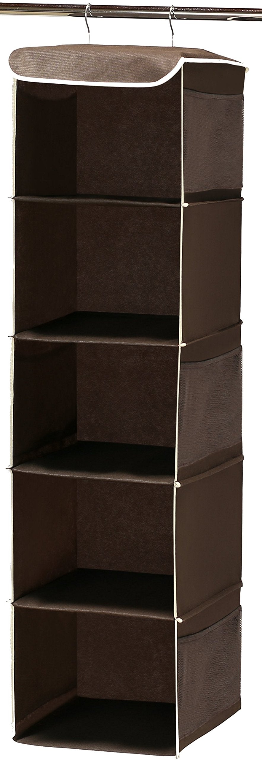 SimpleHouseware 5 Shelves Hanging Closet Organizer, Brown