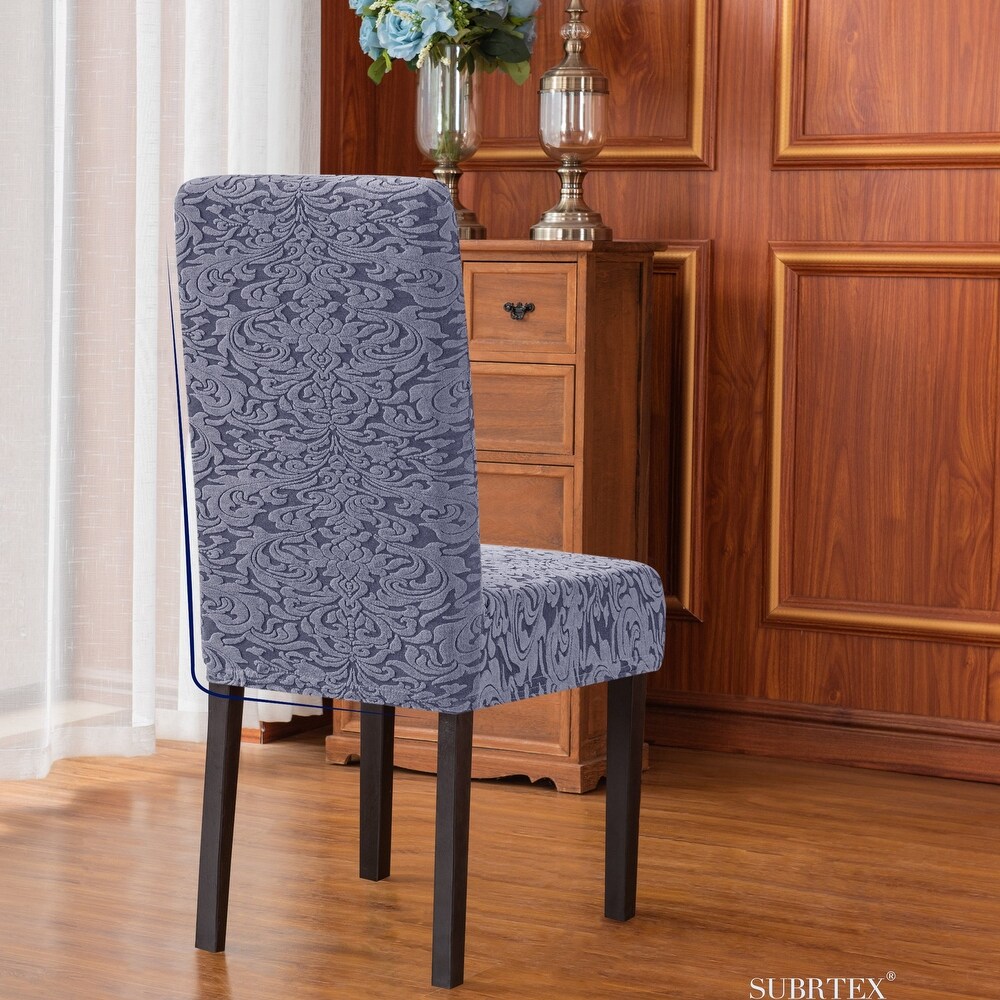 Subrtex Set of 2 Stretch Dining Chair Cover Jacquard Damask Slipcovers