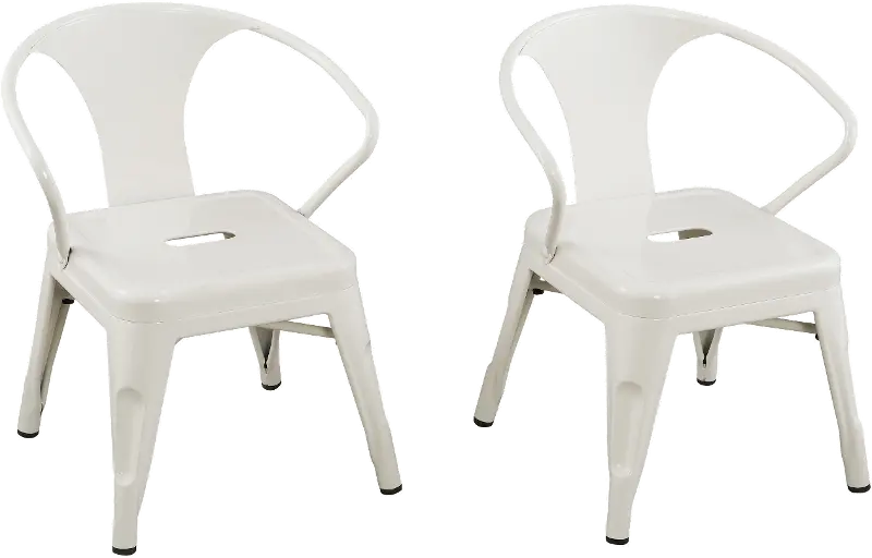 Kids White Metal Activity Chairs - Set of 2