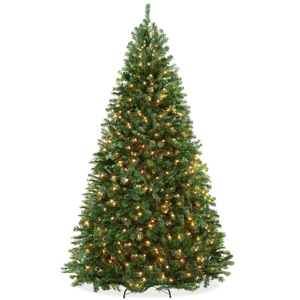 7.5FT Realistic PreLit Green Spruce Artificial Holiday Christmas Tree with Sturdy Metal Stand