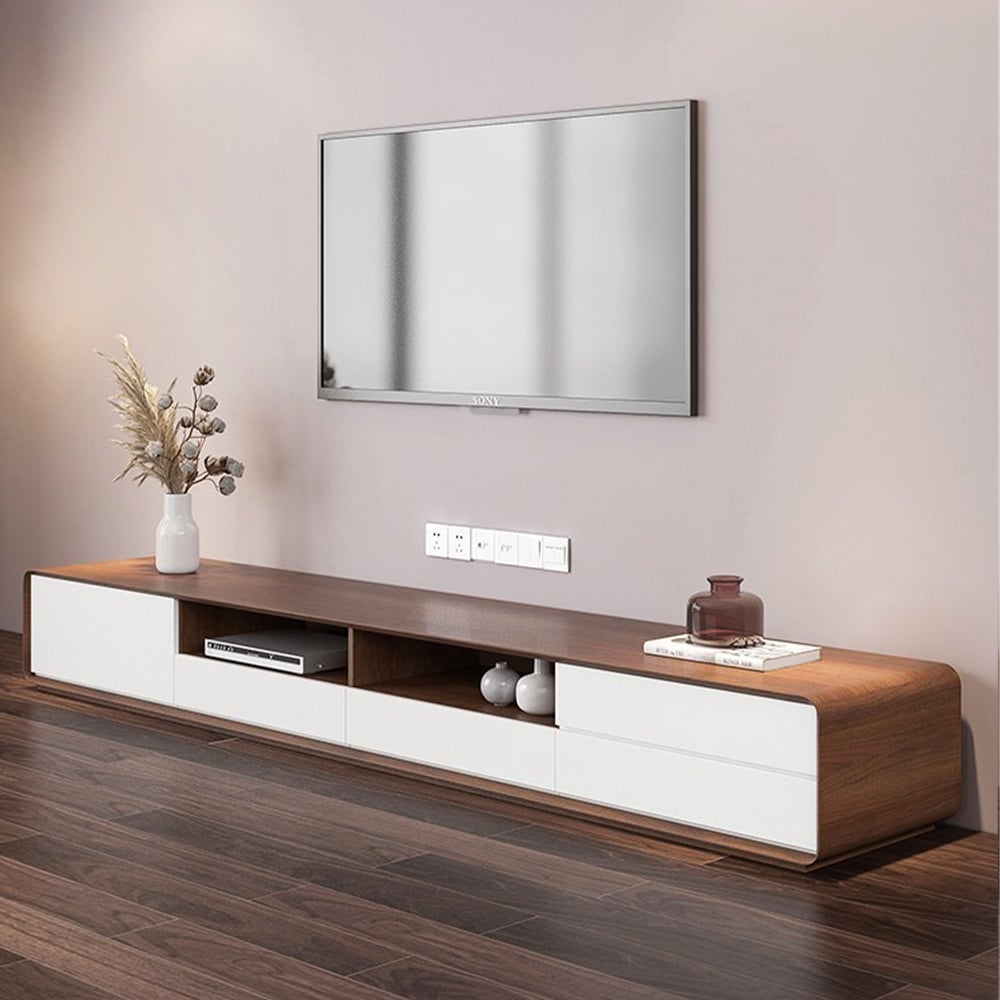 Modern Extendable TV Stand  Wood Media Console for Up to 94 Inch TV with 4 Drawers