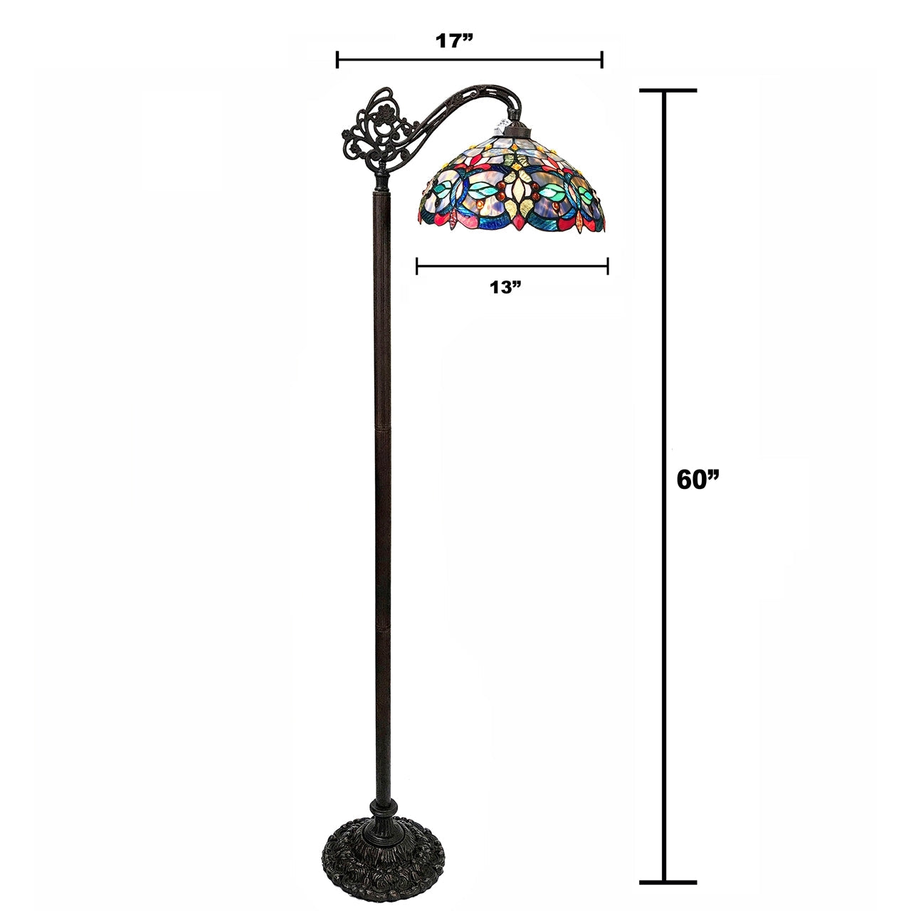 CHLOE Vivian Tiffany-Style Victorian Stained Glass Reading Floor Lamp 60" Height