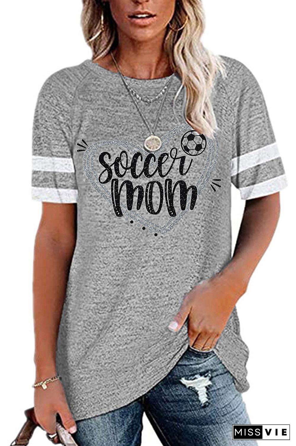 Soccer Mom Print Graphic Tees for Women Wholesale Short Sleeve T shirts Top