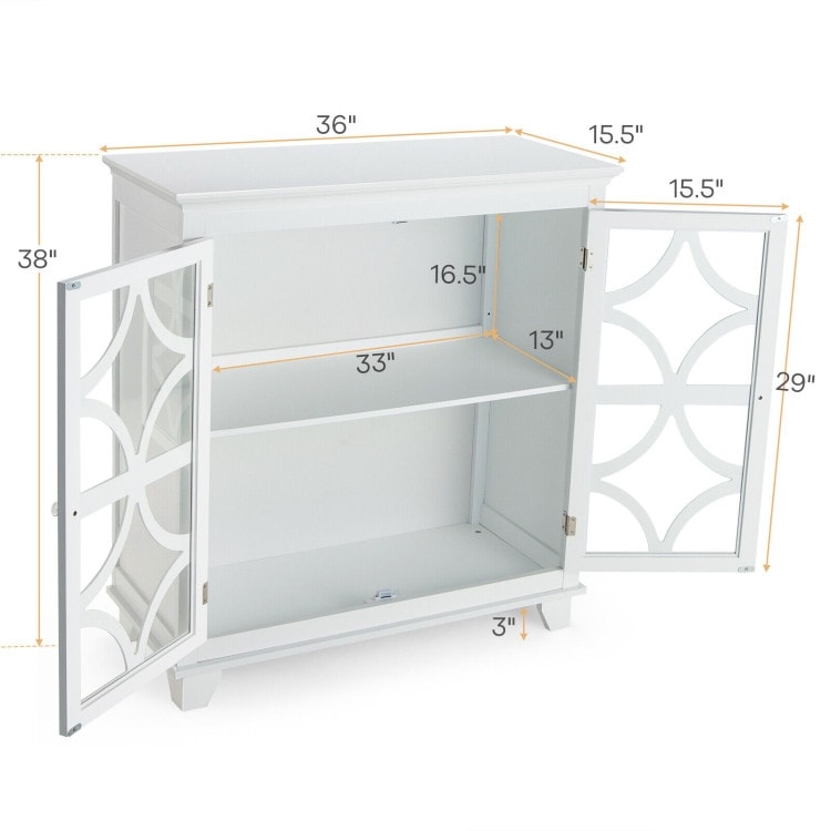 Kitchen Buffet Sideboard with Glass Doors and Adjustable Shelf   36\