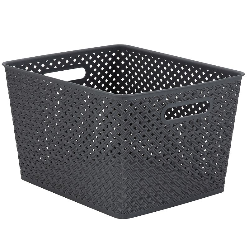 Simplify Basketweave Resin Wicker Large Storage Tote