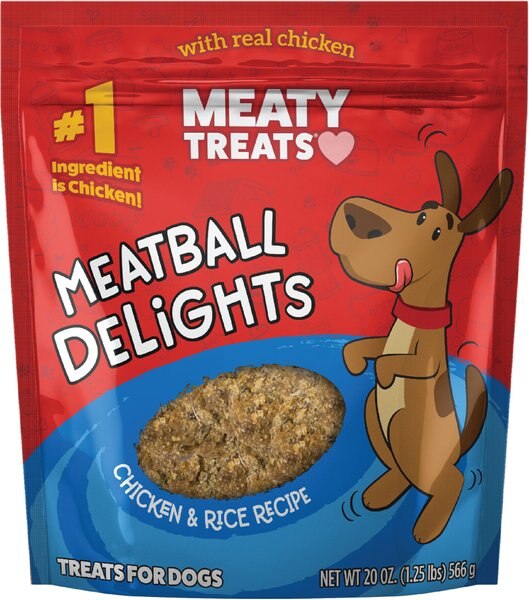 Meaty Treats Meatball Delights Chicken and Rice Flavor Dog Treats， 20-oz bag