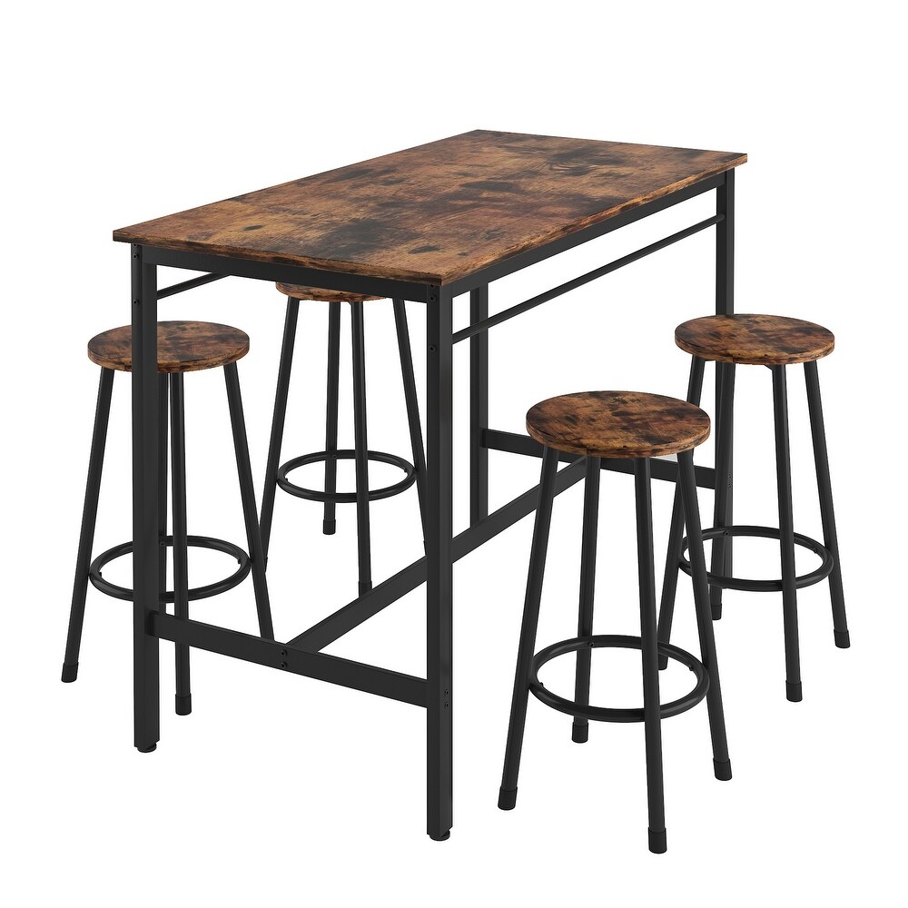 5 Piece Kitchen Counter Height Table Set  Bar Table with 4 Stools