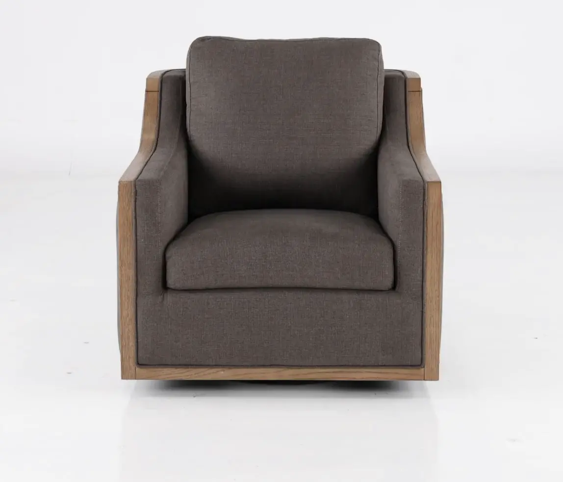 Bayly Charcoal Gray Swivel Barrel Accent Chair