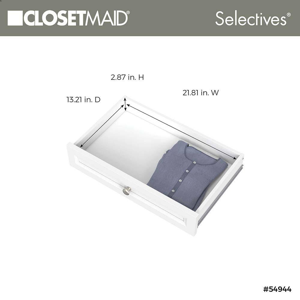 ClosetMaid Selectives 5 in. H x 23.5 in. W White Wood Drawer with Silver Handle 54944