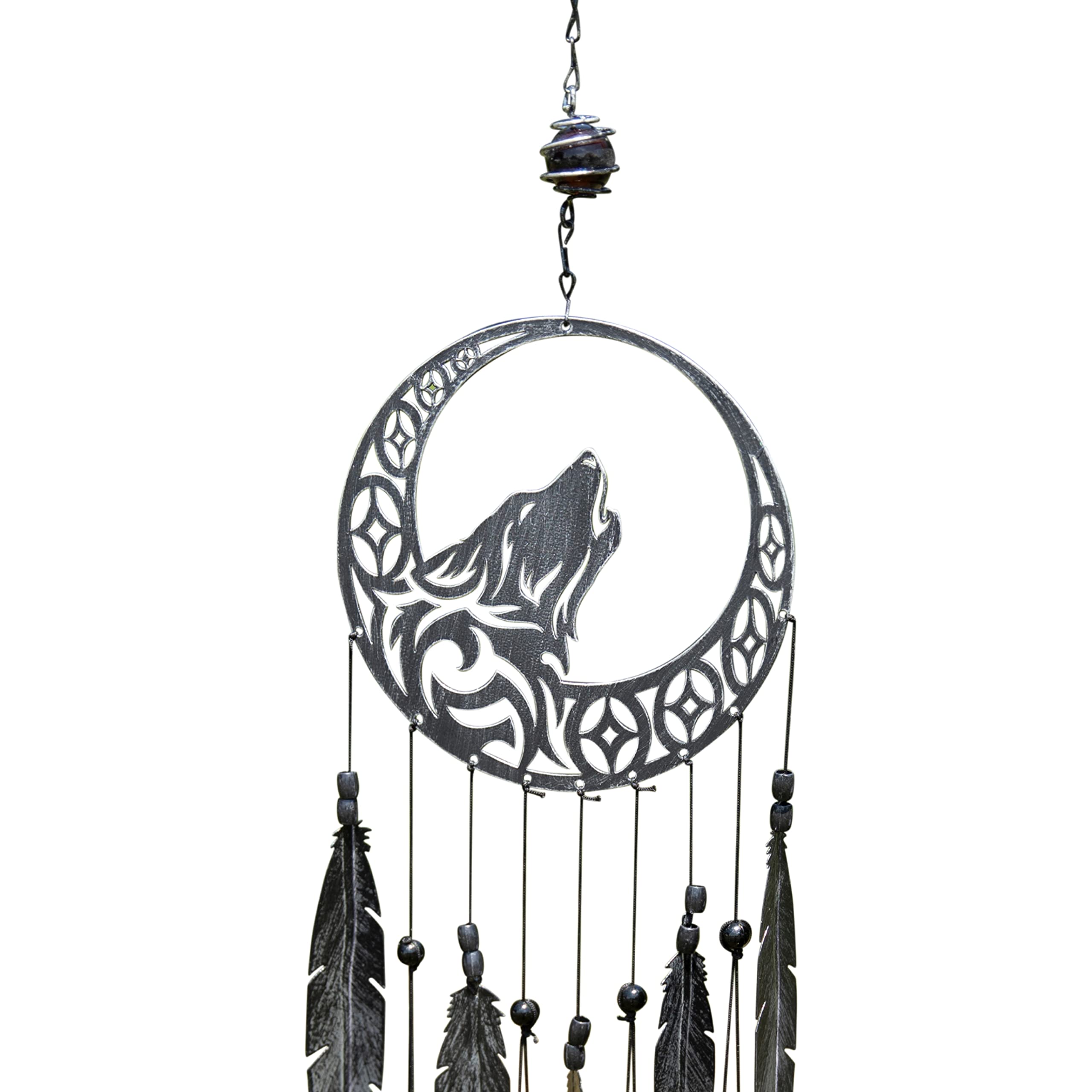 Dawhud Direct | Vp Home Tribal Wolf Dreamcatcher Outdoor Garden Decor Wind Chime