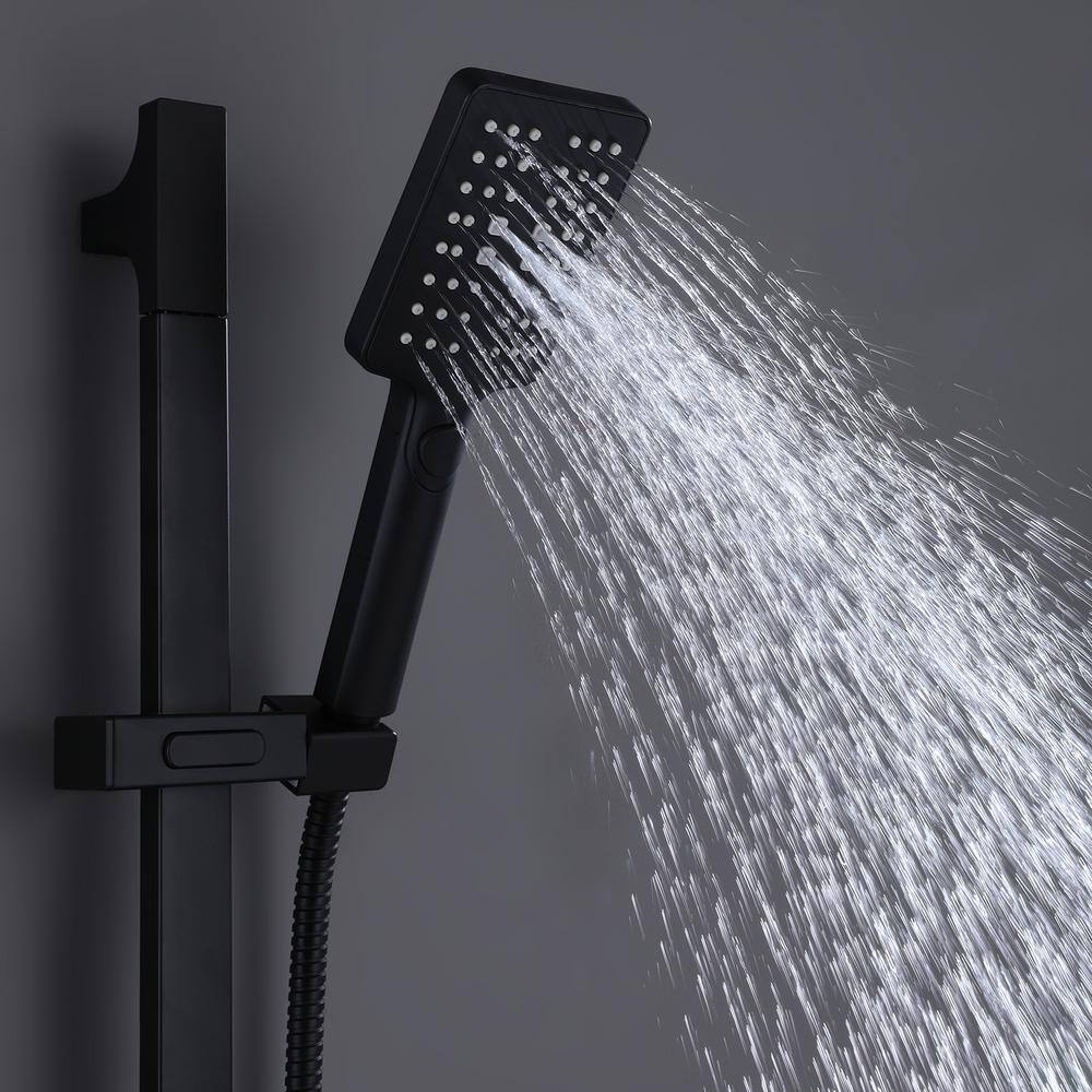 Hlihome 3-Spray Multifunction Slide Bar with Hand Shower in Matte Black RBDK-0890-MB