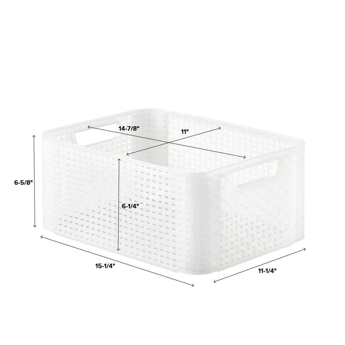 Curver White Basketweave Storage Bin with Handles