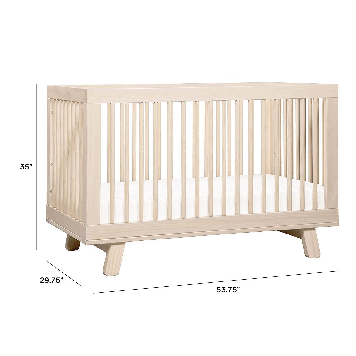 YELROL Hudson 3-in-1 Convertible Crib with Toddler Bed Conversion YELROL in Washed Natural  Greenguard Gold Certified