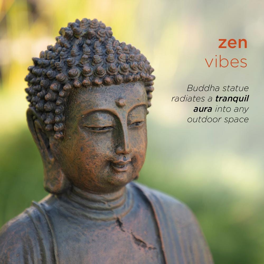 Alpine Corporation 15 in. Tall Indoor/Outdoor Meditating Buddha Statuary Decor GEM170