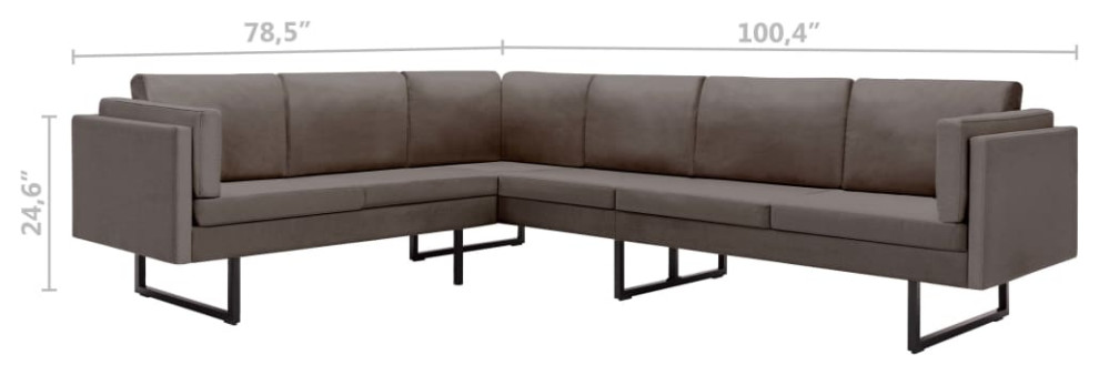 vidaXL Corner Sofa L shaped Light Gray Fabric Steel Chaise Longue Loveseat   Transitional   Sectional Sofas   by vidaXL LLC  Houzz