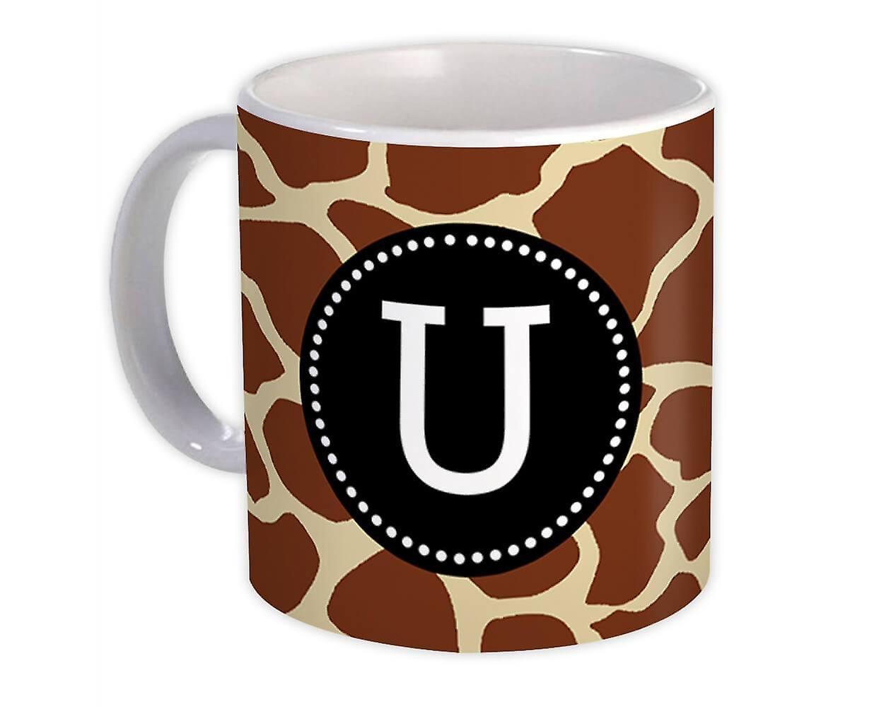 Gift Mug: Monogram Letter U Giraffe