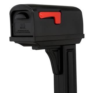 Architectural Mailboxes Classic Black Medium Plastic All-in-One Mailbox and Post Combo GCL100BAM