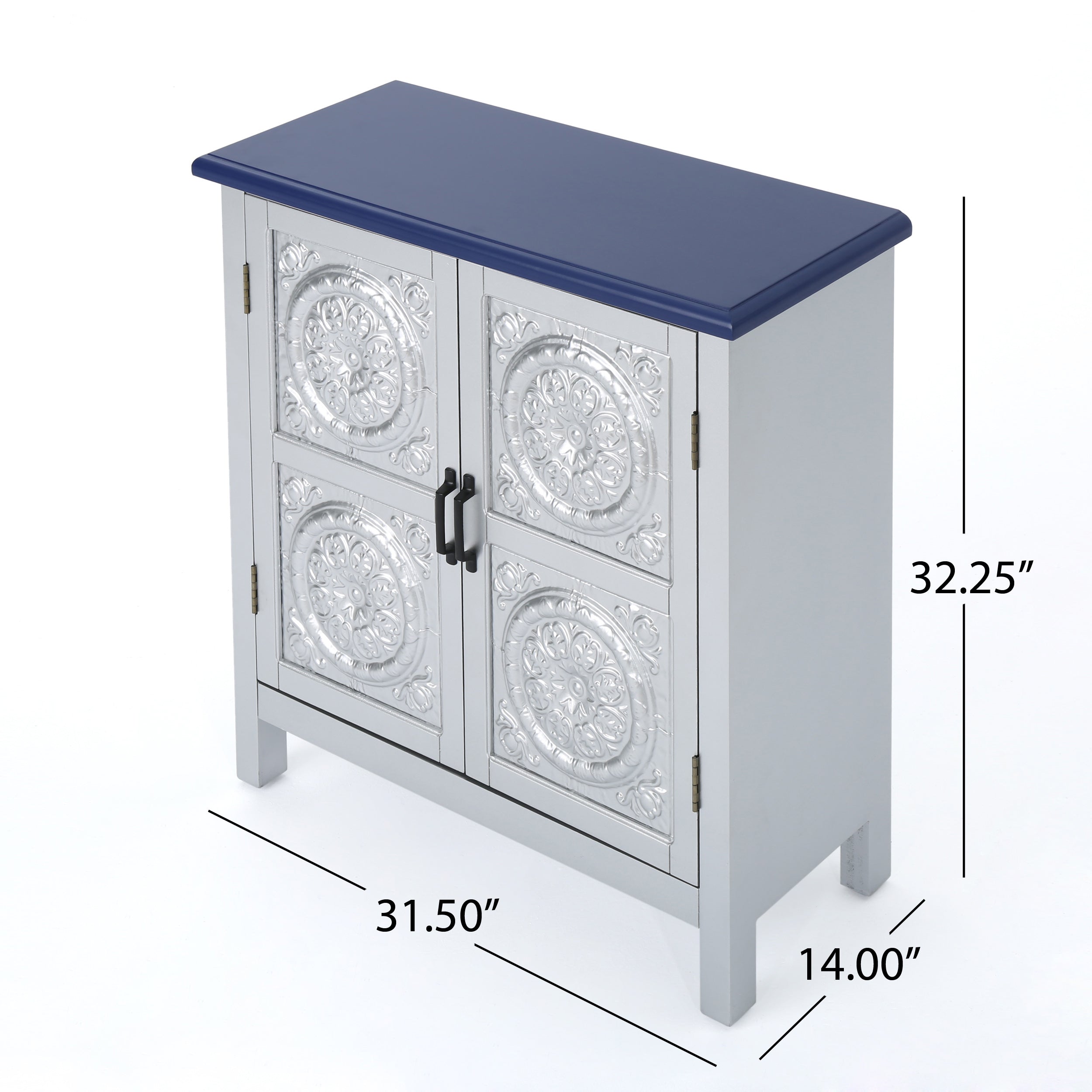 Aliana Finished Firwood Cabinet with Faux Wood Overlay and Accented Top