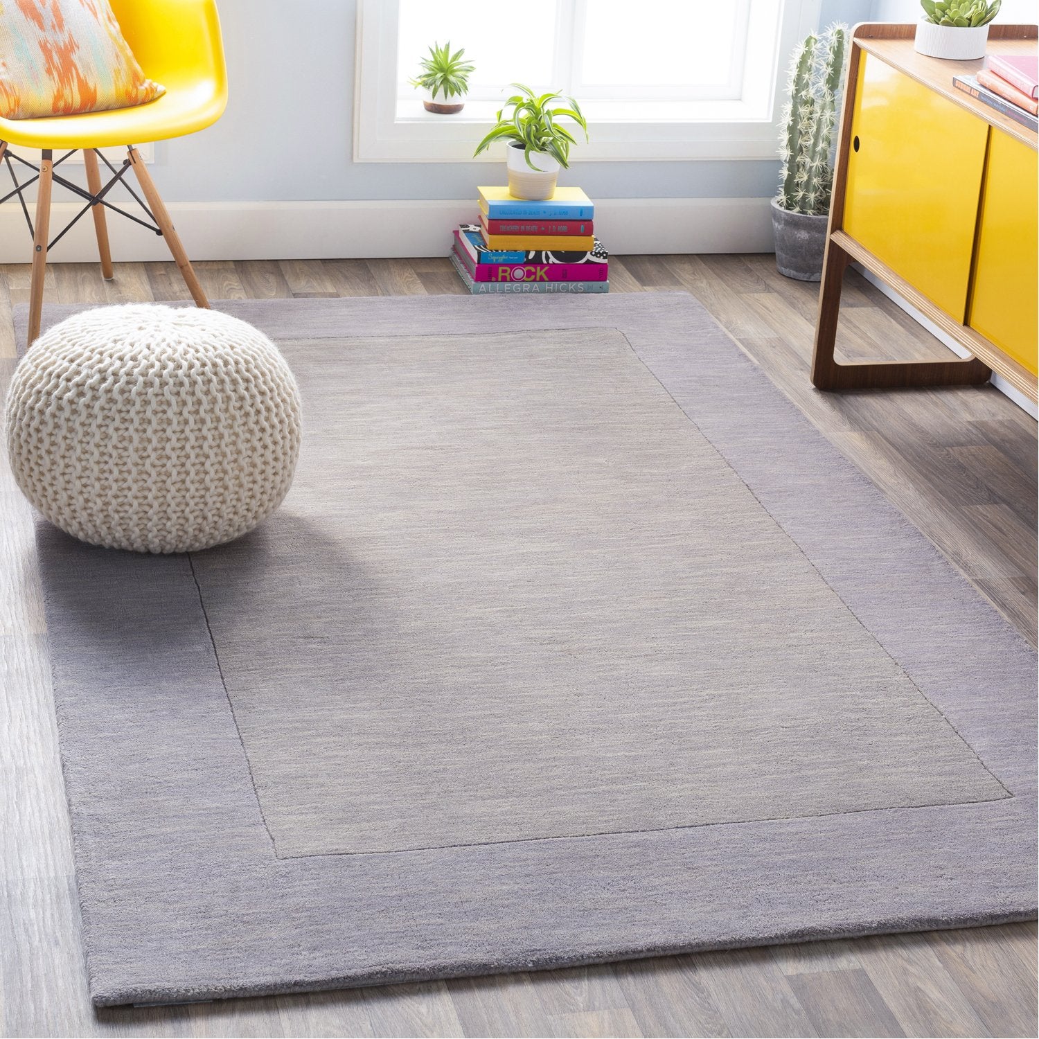 Mystique Collection Wool Area Rug in Elephant Grey