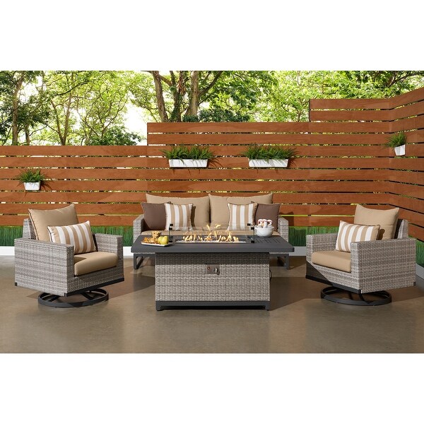 Milo Grey 4 Piece Sunbrella Outdoor Patio Motion Fire Set