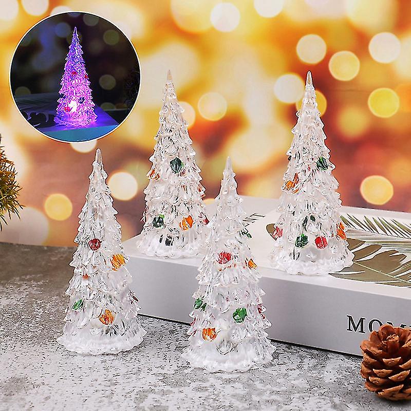 Mini Christmas Tree Led Light Ornament Dollhouse Christmas Tree Colorful Light