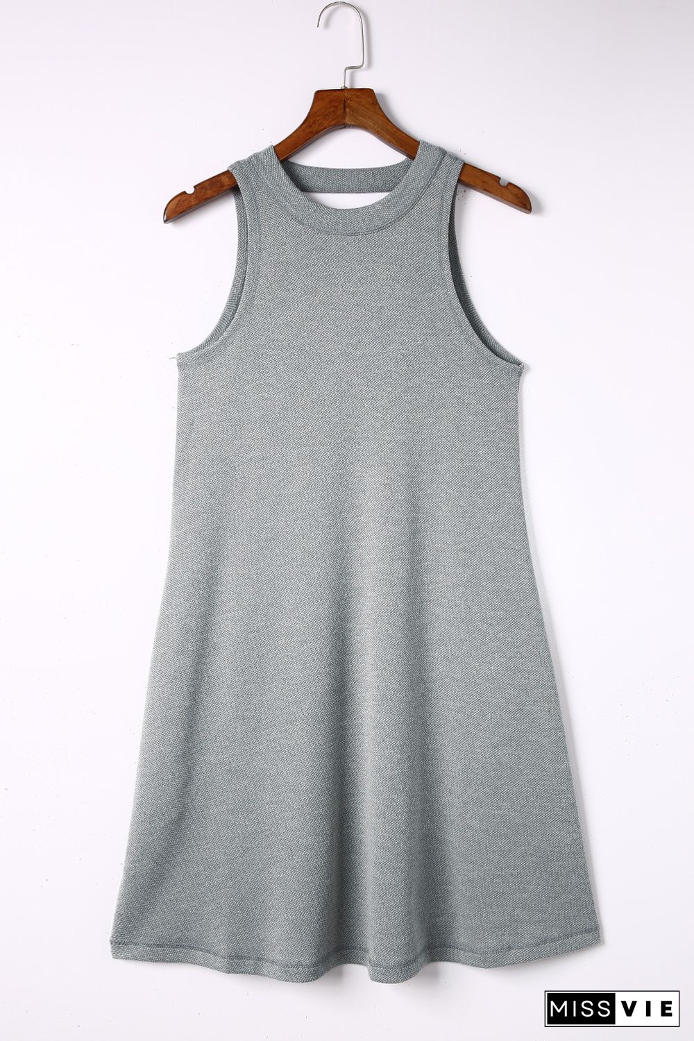 Gray Crisscross Cut-out Back Knit Sleeveless Dress