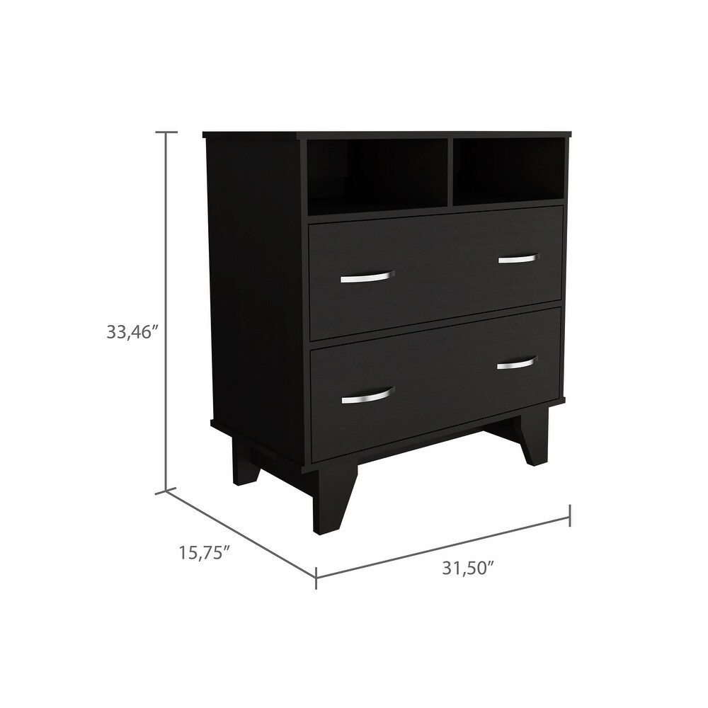 Aaron 2 Drawer 2 Shelf Dresser Black Wengue